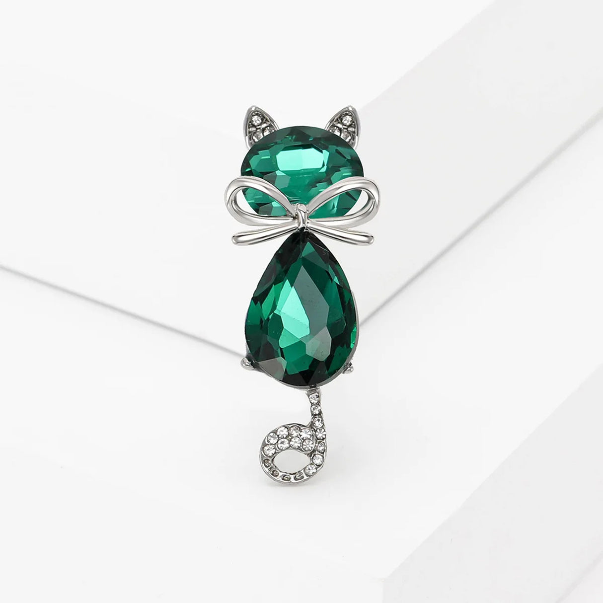 Cat Brooch with Crystal Body | Pink, Blue, Green or Black