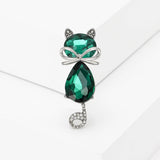 Cat Brooch with Crystal Body | Pink, Blue, Green or Black