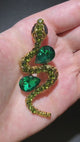 Snake Brooch with Teardrop Stones | Green or Blue