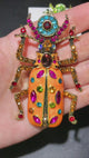 Beetle Brooch with Multicolor Enamel & Crystals | Blue, Green or Orange