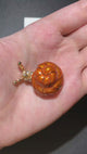 Snail Brooch | Orange or Blue | Enamel Shell & Crystal Accents