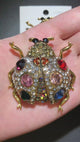Ladybug Brooch with Colored Crystals | Red, Green, Blue or White