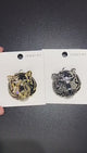 Tiger Brooch with Half-Rhinestone Face | Gold or Silver-Tone