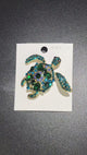 Sea Turtle Brooch with Crystals | Green or Blue