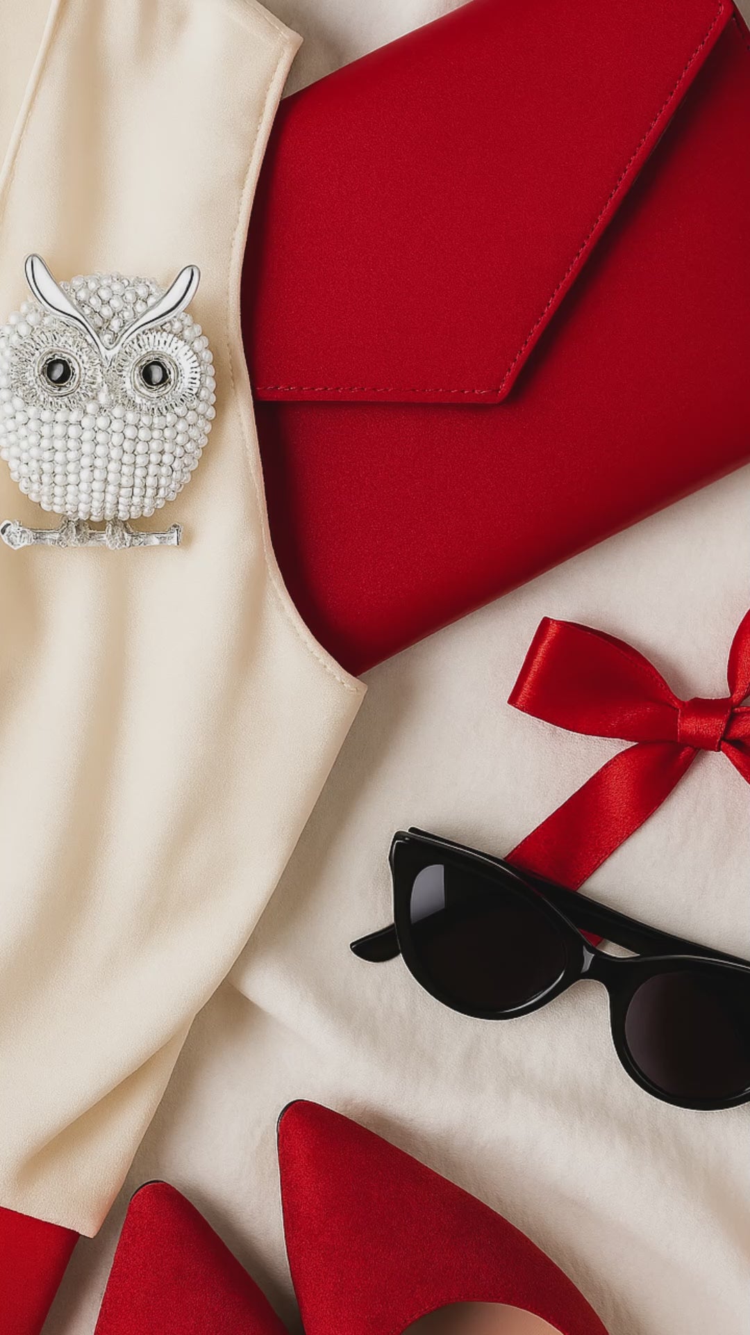 Owl Brooch with Beaded Faux Pearl Body on Perch | Gold, Silver, White or Black Colors