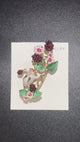 Mouse Brooch with Enamel Berries and Flowers