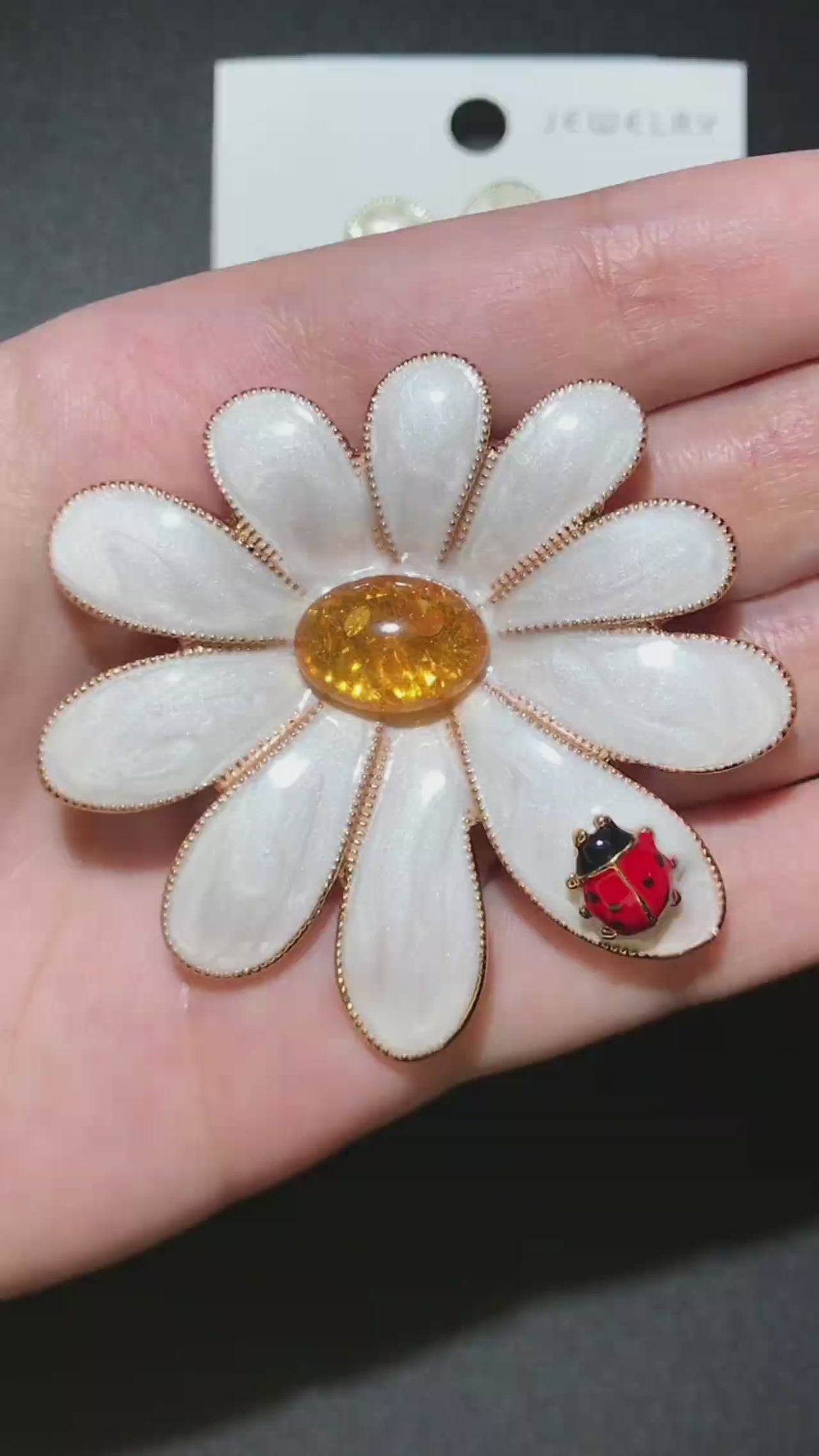 Ladybug & Daisy Brooch | Gold or Silver Tone