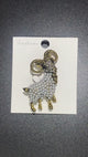 Goat Brooch with Faux Pearls & Rhinestones | Gold or Silver Tone