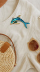 Dolphin Brooch with Blue Enamel Finish  | Gold Tone Details