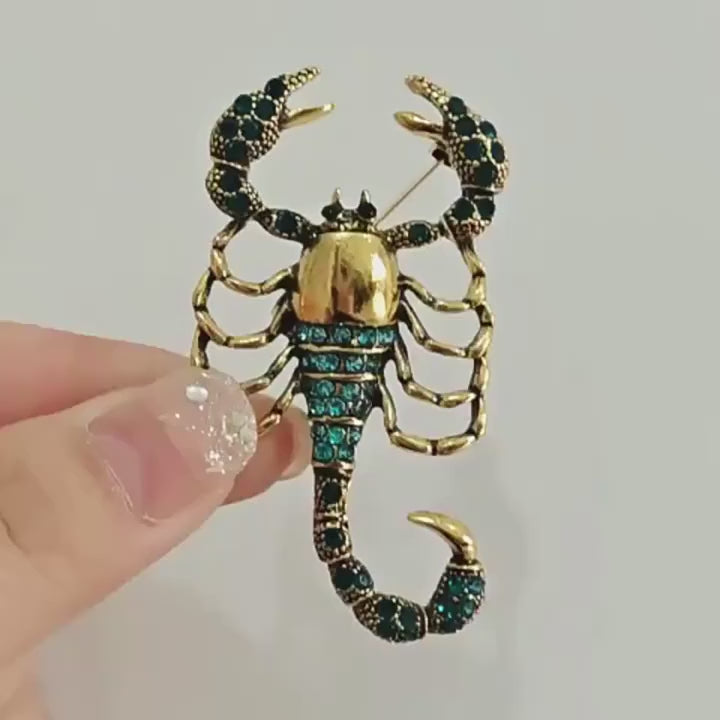 Scorpion Brooch | Blue, Orange or Black Crystals