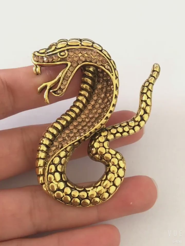 Serpent Brooch with Open Mouth | Vintage-Inspired Gold or Silver Tone