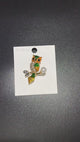 Owl Brooch Perched on Branch with Faux Pearl | Orange or Green