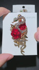 Snake Brooch with Roses | Red or Blue