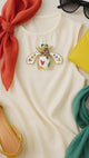 Bee Brooch with Multicolor Hearts | Black or White