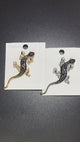Gecko Lizard Brooch with Black Geometric Pattern | Gold or Silver Tone