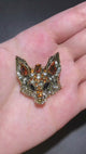 Fox Head Brooch | Blue or Orange Rhinestones